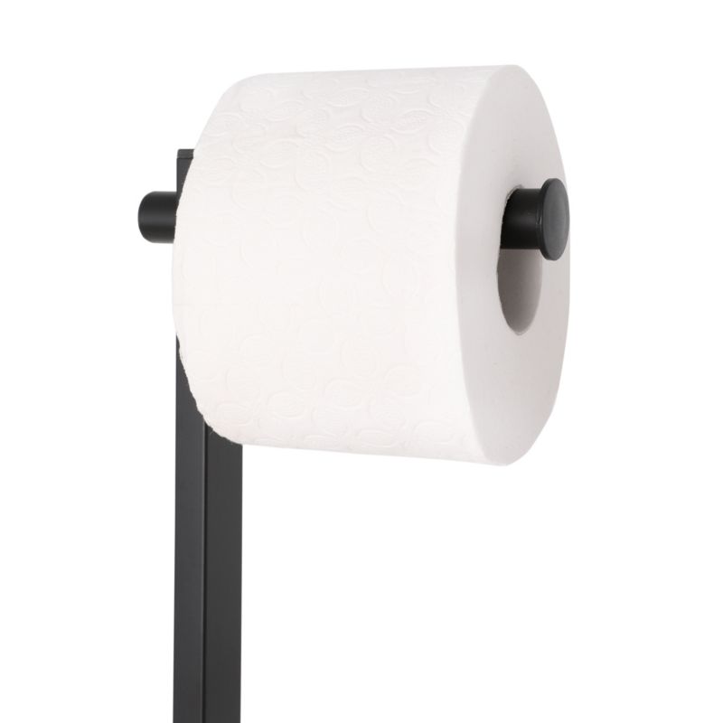 Fritstående Toiletbørsteholder med Papirholder Sort 61,5 cm