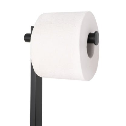 Fritstående Toiletbørsteholder med Papirholder Sort 61,5 cm
