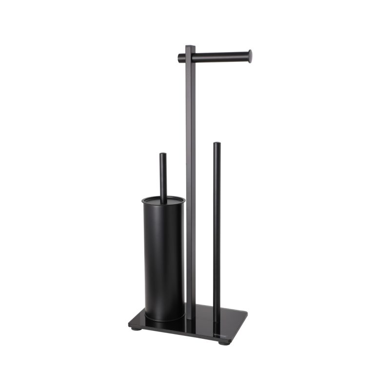 Toiletbørstesæt 3-i-1 Sort Mat Stål og Hærdet Glas 61,5 cm
