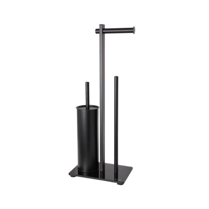 Toiletbørstesæt 3-i-1 Sort Mat Stål og Hærdet Glas 61,5 cm