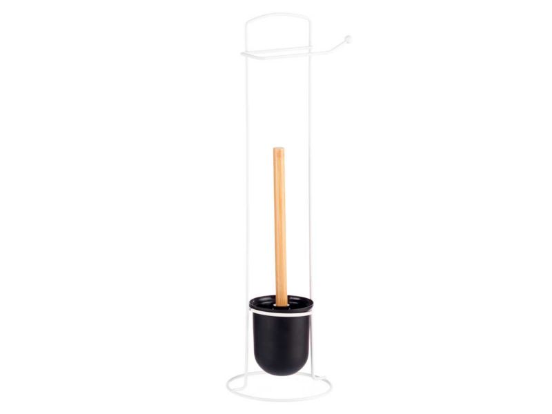 Toiletpapirholder med WC-børste Hvid 57 cm 1 sæt