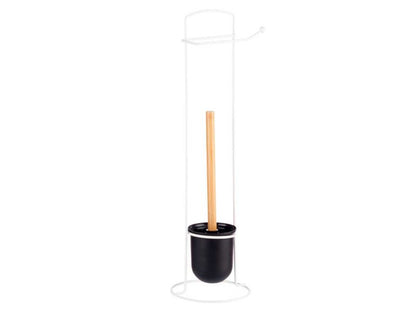 Toiletpapirholder med WC-børste Hvid 57 cm 1 sæt