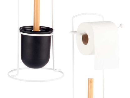 Toiletpapirholder med WC-børste Hvid 57 cm 1 sæt