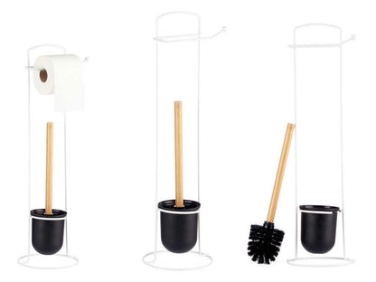 Toiletpapirholder med WC-børste Hvid 57 cm 1 sæt