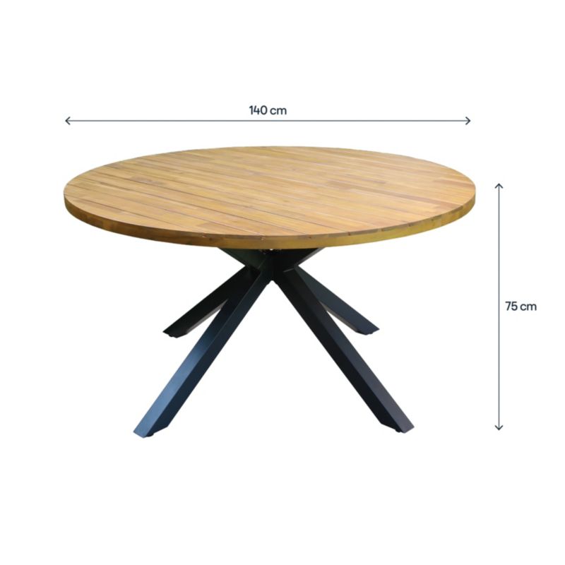 GoodHome Moala bord 140 x 140 x 75 cm