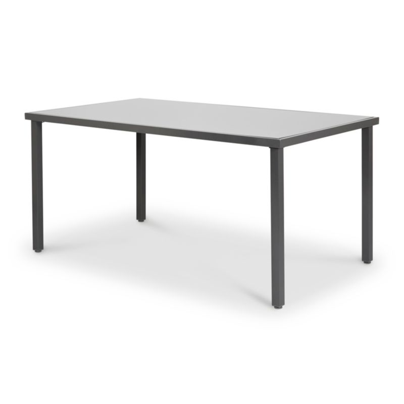 Dallas metalbord 150 x 90 cm med glasplade i grå