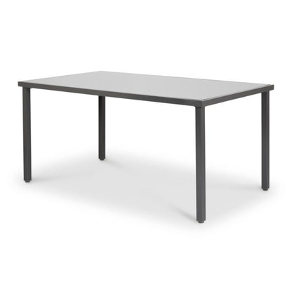 Dallas metalbord 150 x 90 cm med glasplade i grå