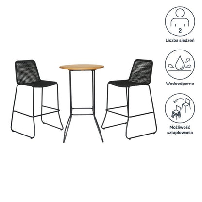 GoodHome Piperi barbord med barstole