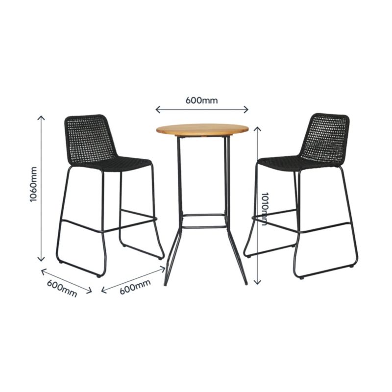 GoodHome Piperi barbord med barstole