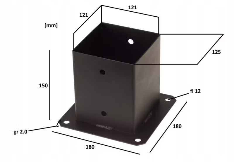 Stolpebærer 120x120 mm Sort Stål