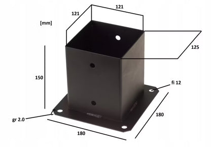 Stolpebærer 120x120 mm Sort Stål