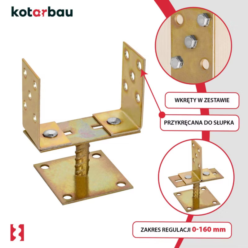 Stolpebærer Justerbar 0-160 mm Sort
