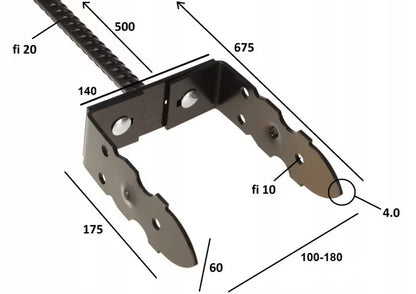 Stolpebærer Justerbar 0-180 mm Sort Stål