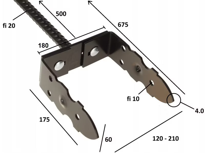 Stolpebærer Justerbar 0-210 mm Sort med Spyd 50 cm