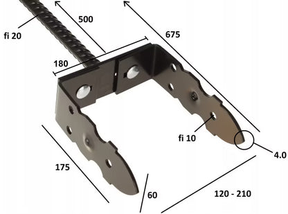 Stolpebærer Justerbar 0-210 mm Sort med Spyd 50 cm