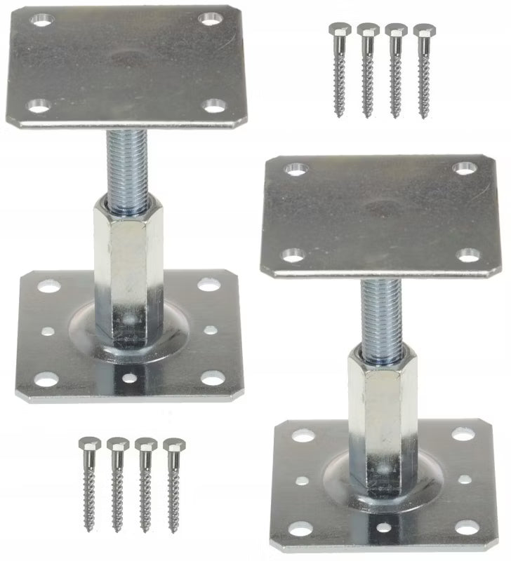 Stolpebærer Justerbar 11x11 cm Galvaniseret Stål 2 Stk