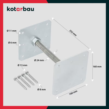 Stolpebærer Justerbar 160x160x250 mm Galvaniseret Stål
