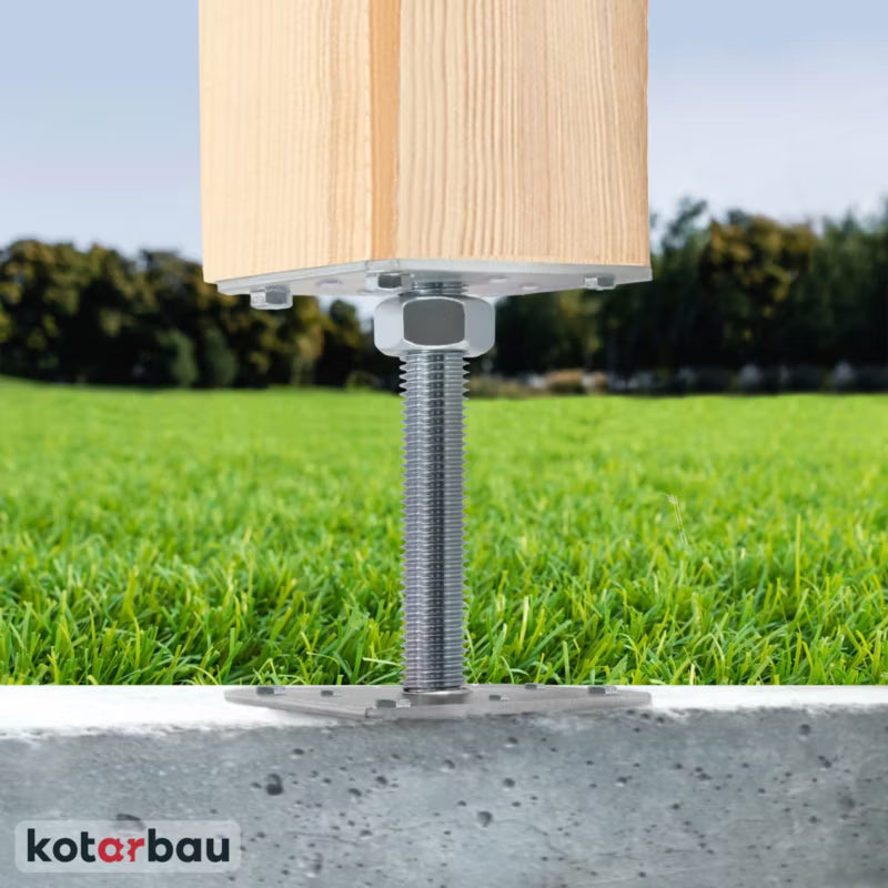 Stolpebærer Justerbar M24 11x11x25 cm Galvaniseret Stål 2 Stk