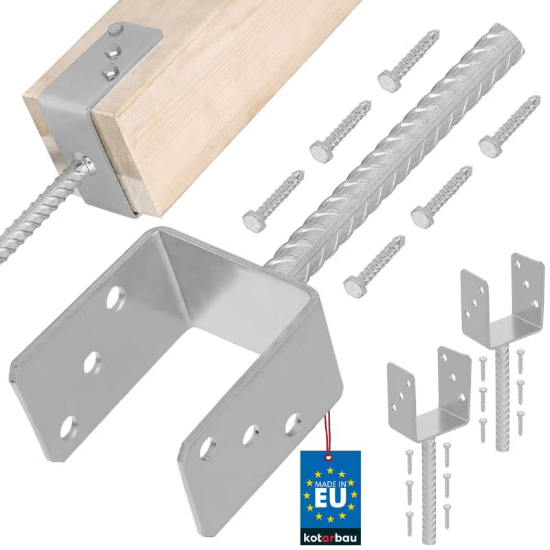 Stolpebærer med Rivejern 100 mm Galvaniseret Stål 2 Stk