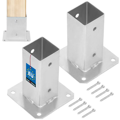 Stolpebærer til Fastskruning 60x60 mm Varmgalvaniseret Stål 2 stk.