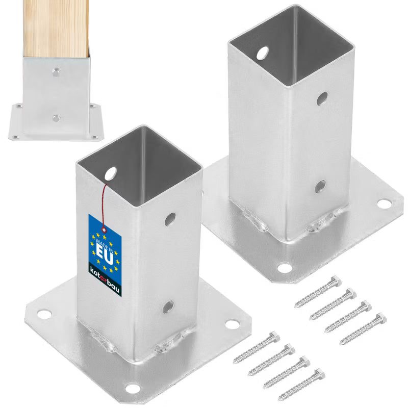Stolpebærer til Fastskruning 60x60 mm Varmgalvaniseret Stål 2 stk.