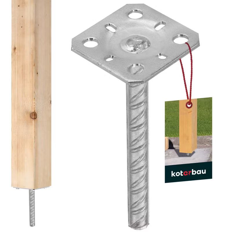Stolpebærer til Indstøbning 80x80x200 mm Varmgalvaniseret