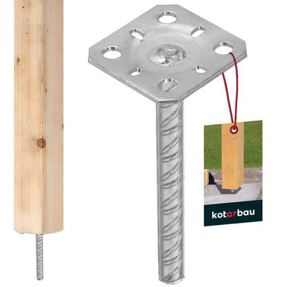 Stolpebærer til Indstøbning 80x80x200 mm Varmgalvaniseret