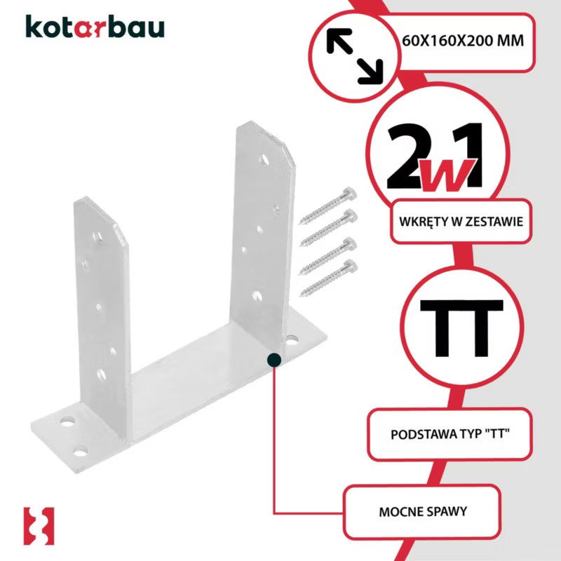 Stolpebærer TT Skruemontering 160 mm 4 stk.