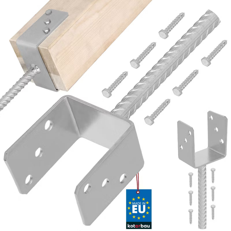 Stolpebærer U-Form 100 mm Galvaniseret Stål