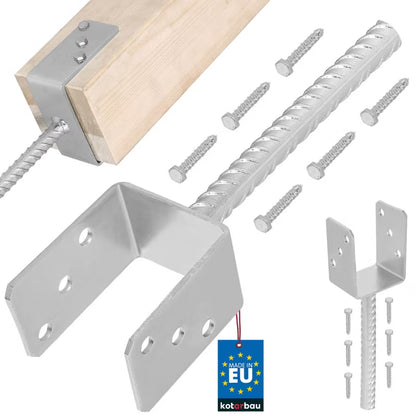 Stolpebærer U-Form 80 mm med Armeringsjern Varmgalvaniseret | 5907465910583