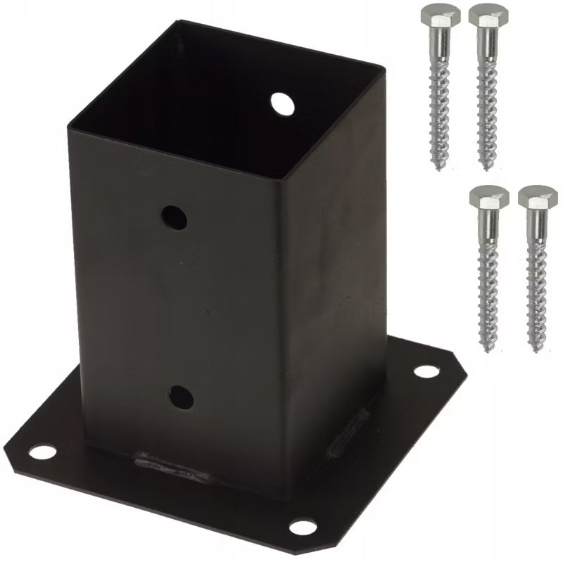 Stolpefod 90x90 mm Sort Stål
