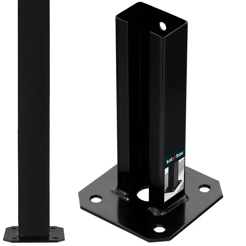 Stolpefod til Påskruning 60x40 mm Sort Stål