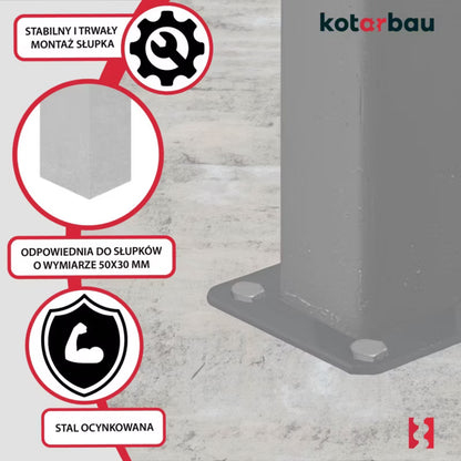 Stolpefod til Påskruning 60x40 mm Sort Stål