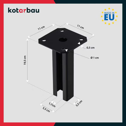 Stolpefod til Påskruning 60x40 mm Sort Stål