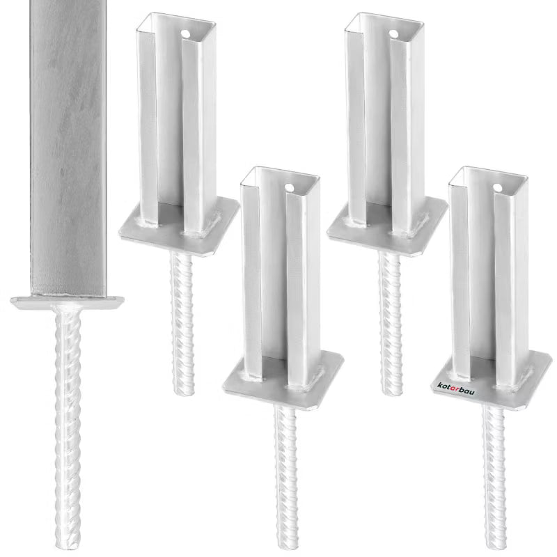 Stolpefod til Panelhegn 60x40 mm Galvaniseret 4 Stk.