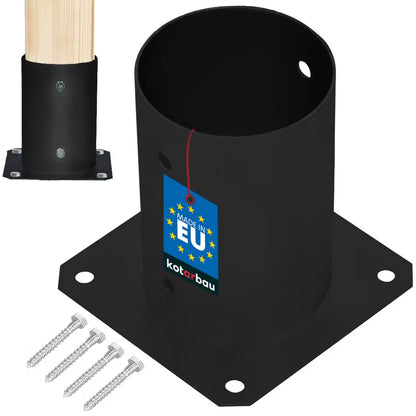 Stolpefod Rund Ø100 mm Sort Stål