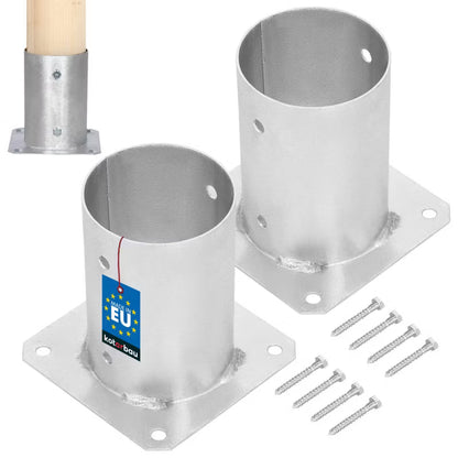 Stolpefod Rund Ø100 mm Varmgalvaniseret Stål 2 Stk.