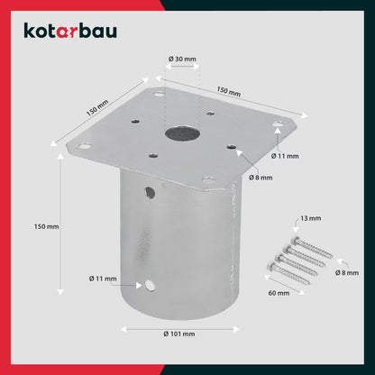 Stolpefod Rund Ø100 mm Varmgalvaniseret Stål 2 Stk.
