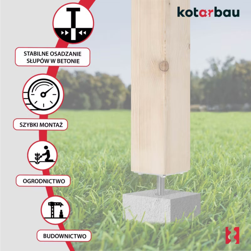 Stolpefod til Nedstøbning 100x100x200 mm 4 Stk. Varmgalvaniseret Stål