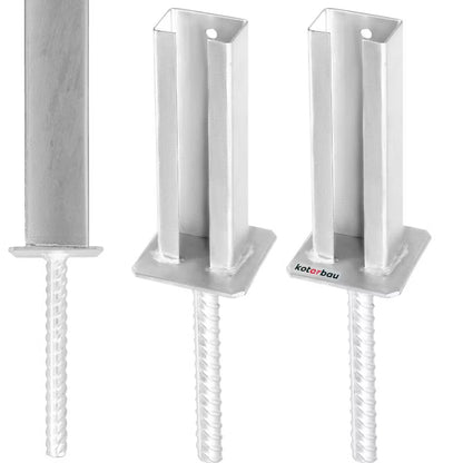 Stolpefod til Panelhegn 60x40 mm Galvaniseret 2 Stk.