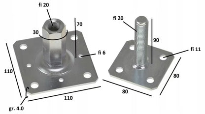 Stolpesko 110x80 mm Justerbar 90-160 mm Sølv | 5907900009636
