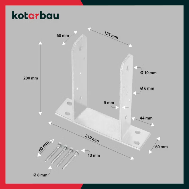 Stolpesko 120 mm Varmgalvaniseret Stål 4 Stk.