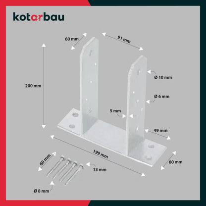 Stolpesko 90 mm Galvaniseret Stål 2 Stk. 5904994082835