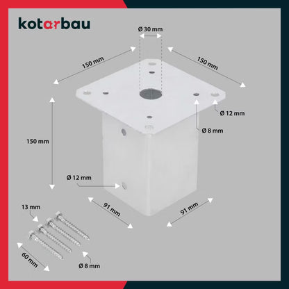 Stolpesko 90x90 mm Varmgalvaniseret Stål 2 Stk.