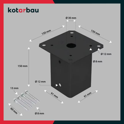 Stolpesko 90x90 mm Pulverlakeret Stål