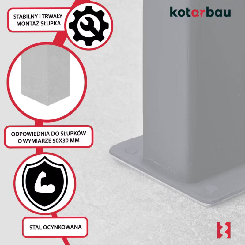 Stolpesko til Boltning 60x40 mm Grafit