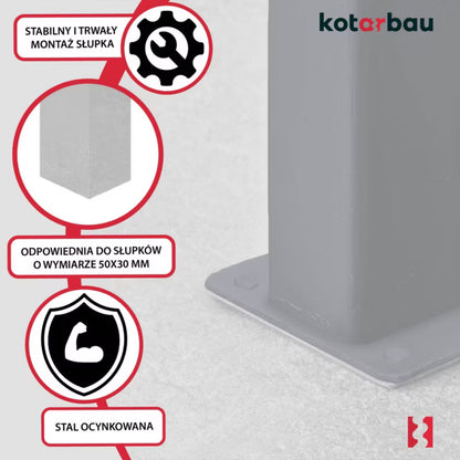 Stolpesko til Boltning 60x40 mm Grafit