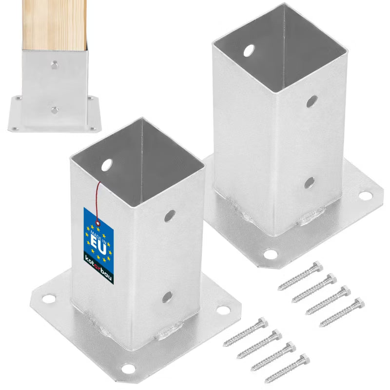 Stolpesko til Fastskruning 70x70 mm Varmgalvaniseret 2 Stk.