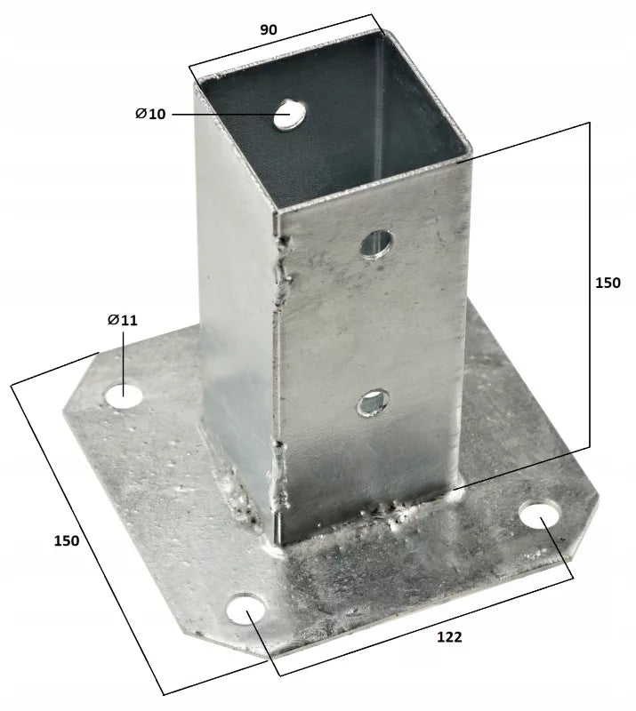 Stolpesko til Fastskruning 90x90 mm Galvaniseret Stål | 5907900014234