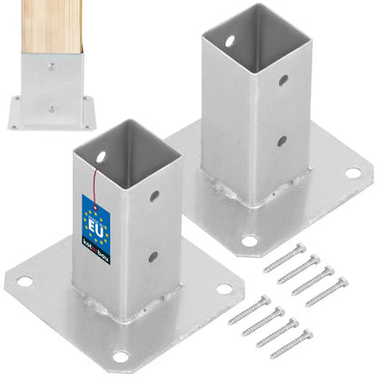 Stolpesko til Fastskruning 50x50 mm Varmgalvaniseret Stål 2 Stk